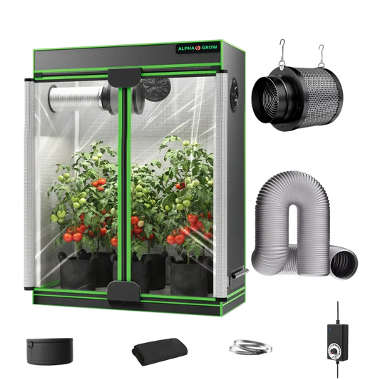 MIMEO indoor grow tent with LED light, inline fan, carbon filter, and hydroponics kit for stealth plant cultivation