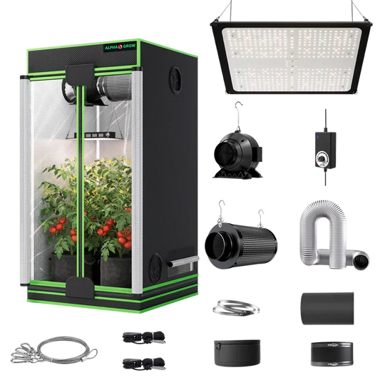 MIMEO indoor hydroponics turnkey kit with grow tent, LED light, inline fan & carbon filter for stealth growing