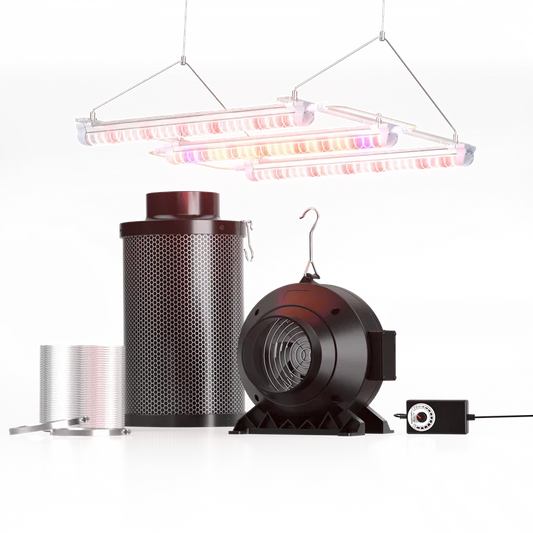 MIMEO LED Grow Light, Carbon Filter & Inline Fan for Indoor Hydroponics Stealth Growing Setup
