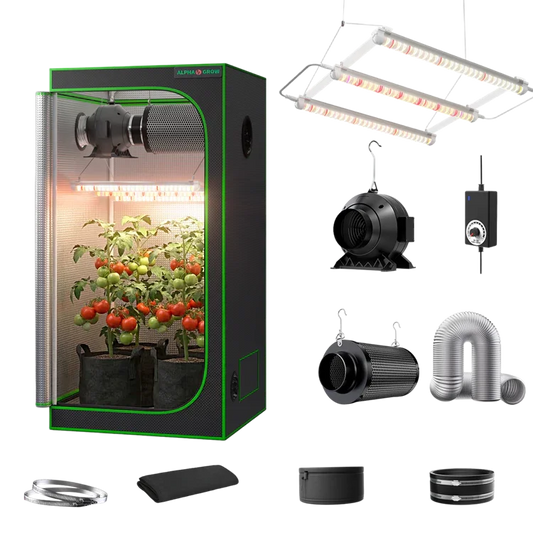 MIMEO Grow Tent with LED Grow Light, Inline Fan, and Carbon Filter for Indoor Hydroponics