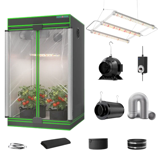 MIMEO Turnkey Indoor Grow Tent Kit with LED Light, Inline Fan & Carbon Filter for Stealth Hydroponics