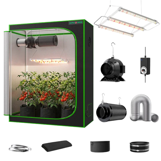 MIMEO indoor hydroponics turnkey kit with grow tent, LED light, inline fan & carbon filter for stealth gardening