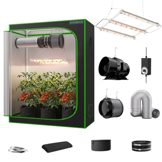 MIMEO indoor hydroponics grow tent kit with LED light, inline fan, carbon filter, and stealth growing equipment