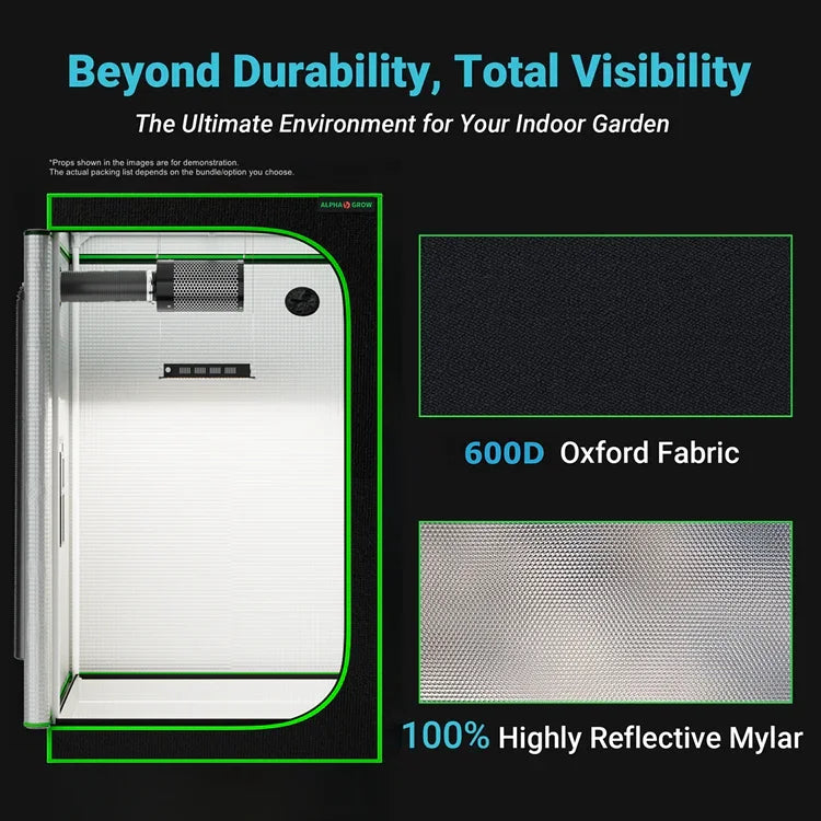 MIMEO Grow Tent with 600D Oxford Fabric & 100% Reflective Mylar for Indoor Hydroponics