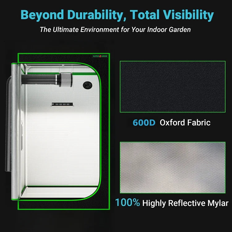 MIMEO Grow Tent with 600D Oxford Fabric & 100% Reflective Mylar for Indoor Hydroponics