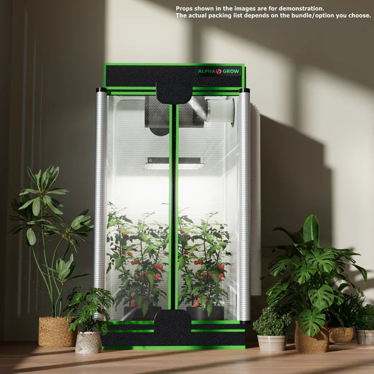 MIMEO Alpha Grow indoor hydroponics tent with LED light, stealth setup for home gardening