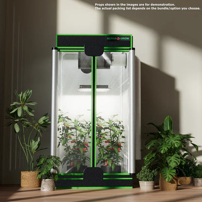 MIMEO Alpha Grow indoor hydroponics tent with LED light, stealth setup for home gardening