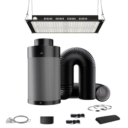 MIMEO LED Grow Light with Carbon Filter & Inline Fan for Indoor Hydroponics Stealth Growing Setup