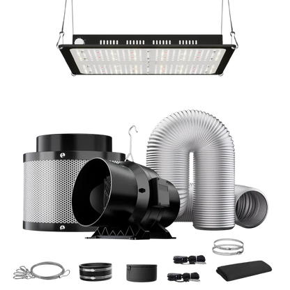 MIMEO LED Grow Light with Inline Fan, Carbon Filter & Ducting for Indoor Hydroponics