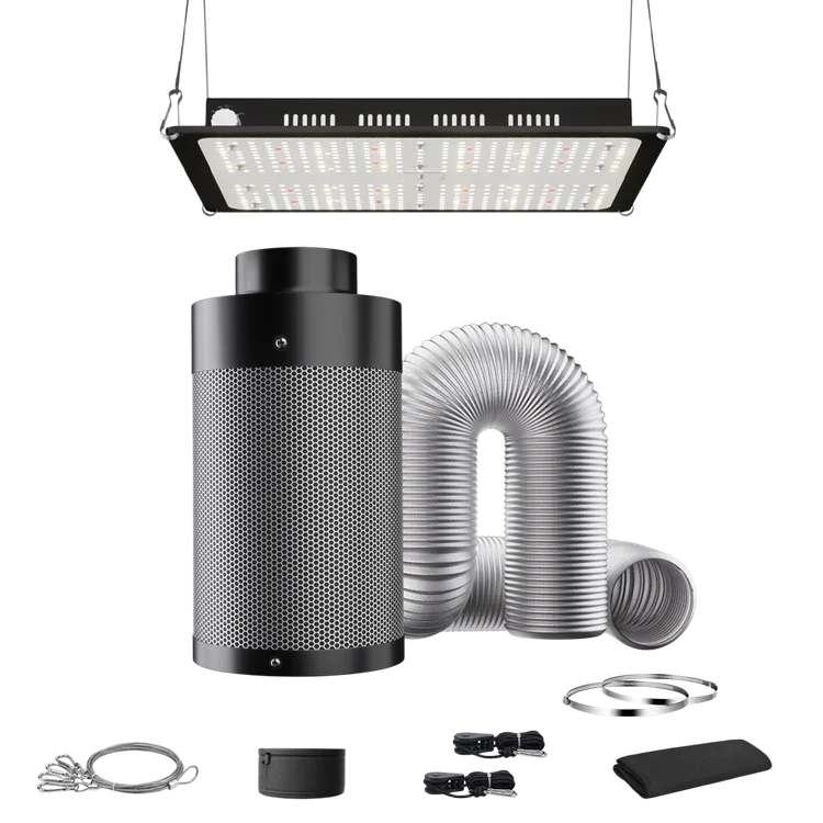 MIMEO LED Grow Light with Carbon Filter & Ducting Kit for Indoor Hydroponics