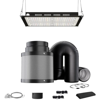 MIMEO LED Grow Light with Carbon Filter, Inline Fan & Ducting for Indoor Hydroponics