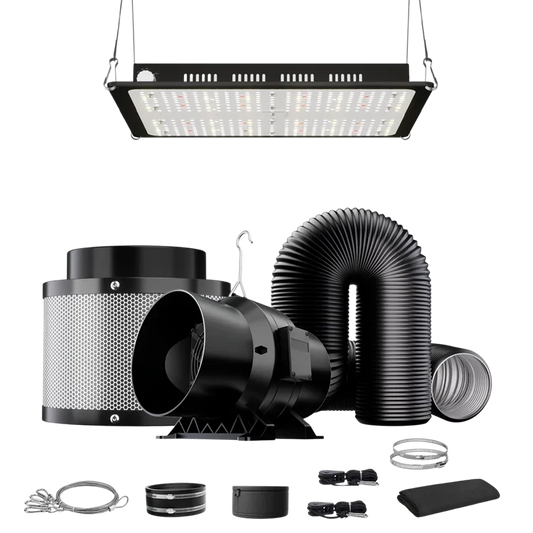 MIMEO LED Grow Light with Inline Fan, Carbon Filter & Ducting for Indoor Hydroponics
