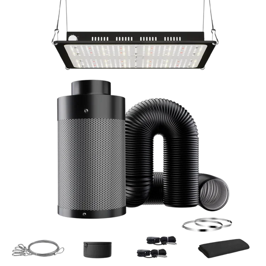 MIMEO LED Grow Light with Carbon Filter, Inline Fan & Ducting for Indoor Hydroponics