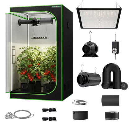 MIMEO Turnkey Kit with Grow Tent, LED Grow Light, Inline Fan & Carbon Filter for Indoor Hydroponics