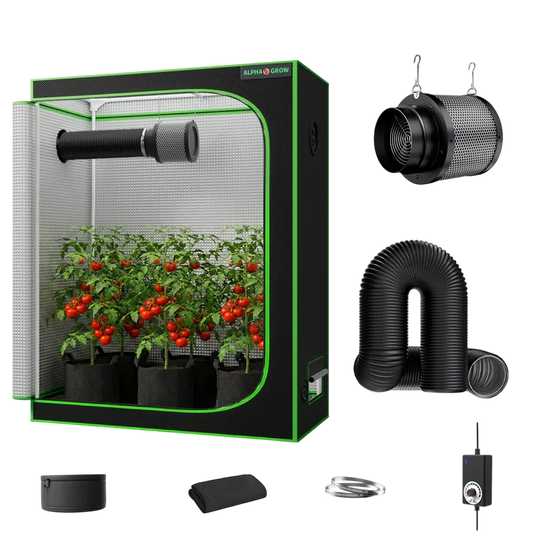 MIMEO indoor grow tent kit with LED light, inline fan, carbon filter & hydroponic setup for stealth gardening