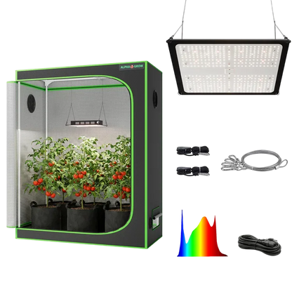 MIMEO indoor grow tent with LED light, carbon filter, and turnkey hydroponics kit for stealth gardening