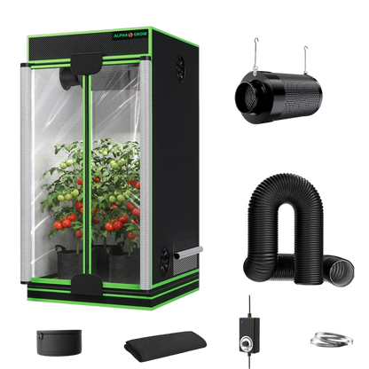 MIMEO indoor grow tent with LED light, carbon filter, and inline fan for hydroponic stealth growing