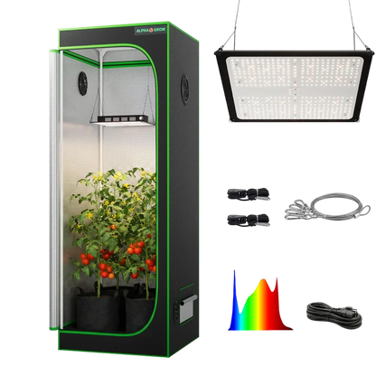 MIMEO indoor grow tent with LED light, inline fan, carbon filter & turnkey kit for stealth hydroponics