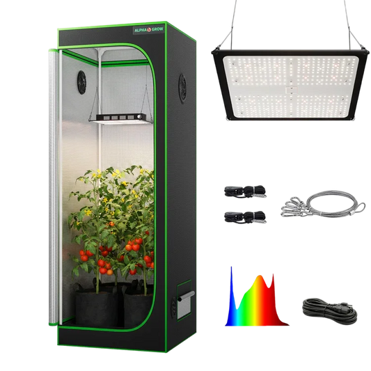 MIMEO indoor grow tent with LED light, inline fan, carbon filter & turnkey kit for stealth hydroponics