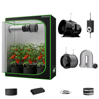 MIMEO Turnkey Kit with Grow Tent, LED Grow Light, Inline Fan & Carbon Filter for Indoor Hydroponics