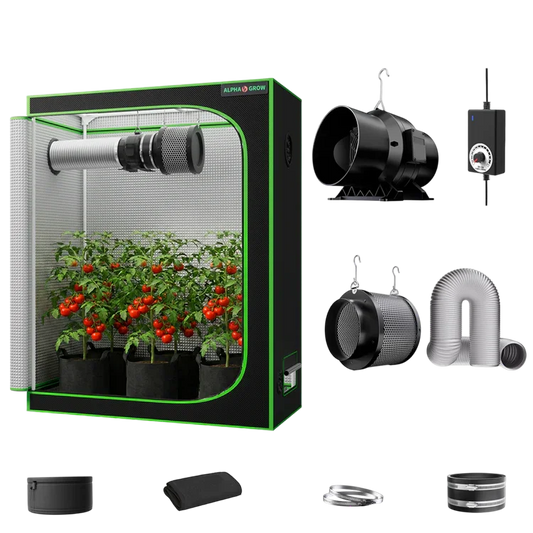 MIMEO Turnkey Kit with Grow Tent, LED Grow Light, Inline Fan & Carbon Filter for Indoor Hydroponics