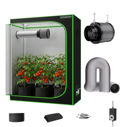 MIMEO indoor grow tent kit with LED light, inline fan, carbon filter, and hydroponic setup for stealth gardening