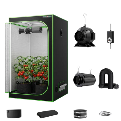 MIMEO indoor grow tent with LED light, inline fan, carbon filter, and hydroponics kit for stealth gardening