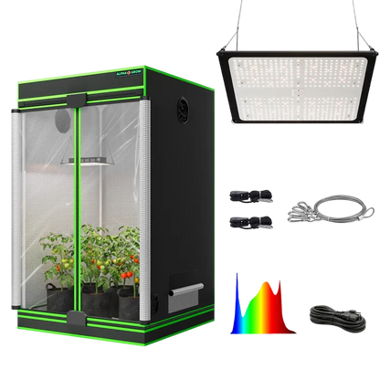 MIMEO indoor grow tent with LED grow light, hydroponic setup, and turnkey kit components for stealth gardening