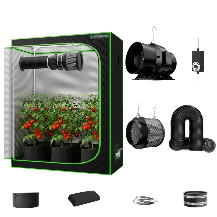 MIMEO indoor hydroponics turnkey kit with grow tent, LED light, inline fan & carbon filter for stealth growing