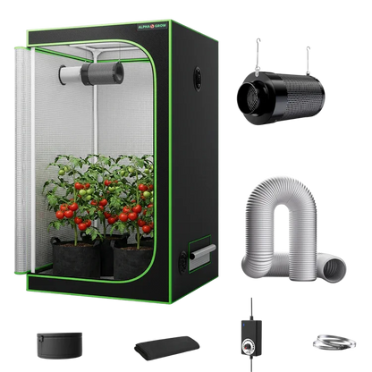 MIMEO indoor grow tent kit with LED light, carbon filter, and ventilation for stealth hydroponic gardening