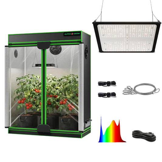 MIMEO indoor grow tent with LED light, inline fan, carbon filter, and turnkey kit for stealth hydroponics gardening