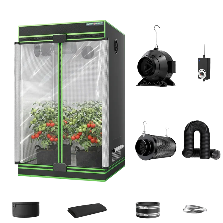 MIMEO Grow Tent with LED Grow Light, Inline Fan & Carbon Filter – Turnkey Indoor Hydroponics Kit