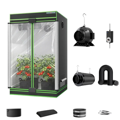 MIMEO Grow Tent with LED Grow Light, Inline Fan & Carbon Filter – Turnkey Indoor Hydroponics Kit