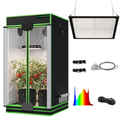 MIMEO indoor grow tent with LED light, inline fan, carbon filter & turnkey kit for hydroponics stealth growing