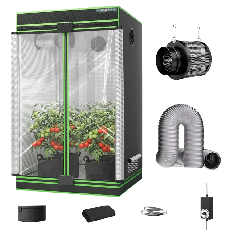 MIMEO Grow Tent with LED Grow Light, Inline Fan & Carbon Filter for Indoor Hydroponics Stealth Growing