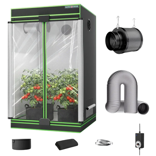 MIMEO Grow Tent with LED Grow Light, Inline Fan & Carbon Filter for Indoor Hydroponics Stealth Growing