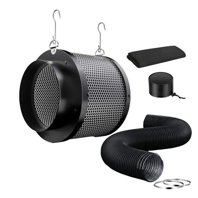 MIMEO carbon filter with ducting and clamps for indoor hydroponics grow tents