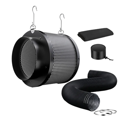 MIMEO carbon filter with ducting and clamps for indoor hydroponics grow tents