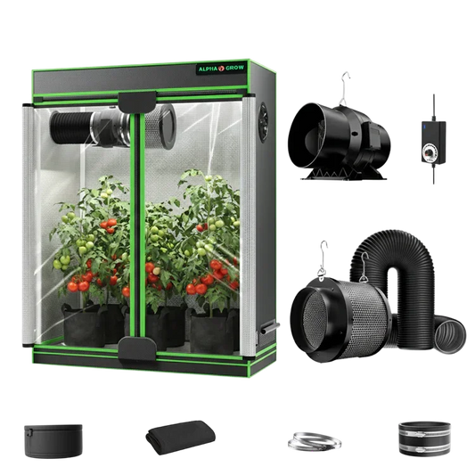 MIMEO indoor grow tent with LED lights, inline fan, carbon filter & hydroponics kit for stealth plant cultivation