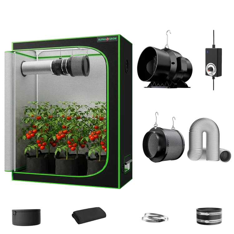 MIMEO indoor hydroponics turnkey kit with grow tent, LED light, inline fan & carbon filter for stealth gardening
