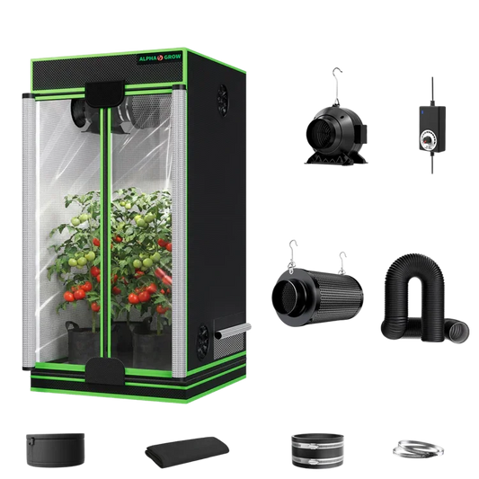 MIMEO indoor hydroponics grow tent kit with LED light, inline fan & carbon filter for stealth plant cultivation