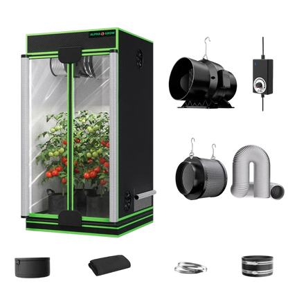 MIMEO indoor grow tent with LED grow light, inline fan, carbon filter, and turnkey hydroponics kit for stealth gardening