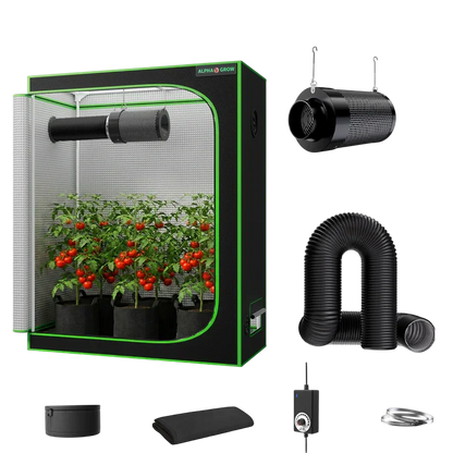 MIMEO indoor hydroponics grow tent kit with LED light, carbon filter & inline fan for stealth plant cultivation