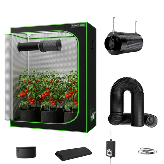 MIMEO indoor hydroponics grow tent kit with LED light, carbon filter & inline fan for stealth plant cultivation