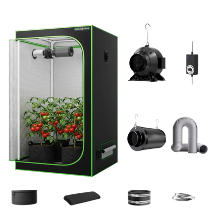 MIMEO indoor grow tent with LED grow light, inline fan, carbon filter, and turnkey kit for stealth hydroponics