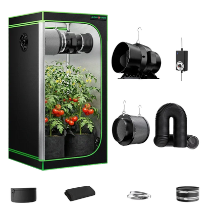 MIMEO Grow Tent with LED Grow Light, Inline Fan & Carbon Filter for Indoor Hydroponics Stealth Growing