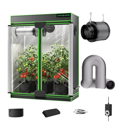 MIMEO indoor grow tent with LED light, inline fan, carbon filter, and hydroponics kit for stealth plant cultivation