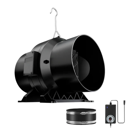 MIMEO inline fan with speed controller and duct clamp for hydroponic grow tents