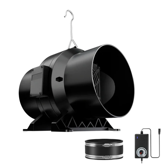 MIMEO inline fan with speed controller and duct clamp for hydroponic grow tents