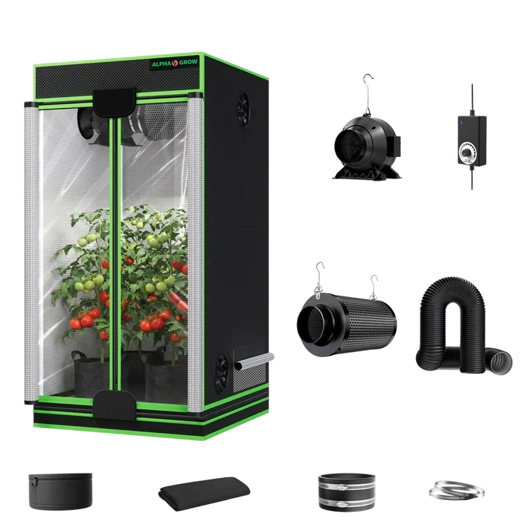 MIMEO Grow Tent with LED Grow Light, Inline Fan & Carbon Filter – Turnkey Indoor Hydroponics Kit